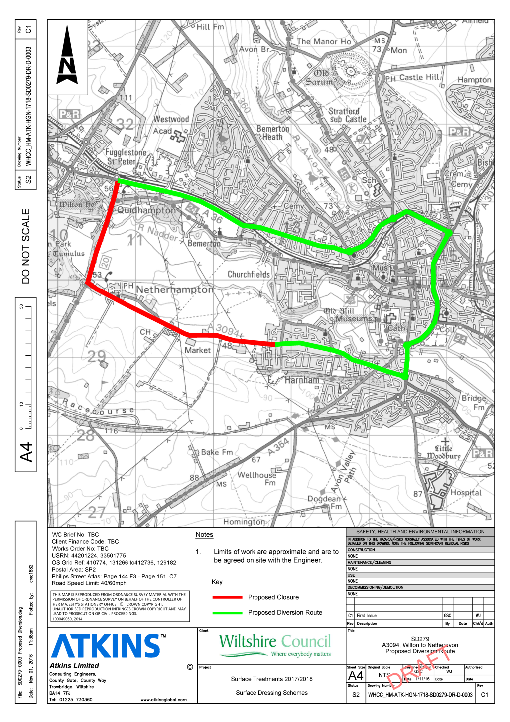 Plan of road closure, 19th May 2017